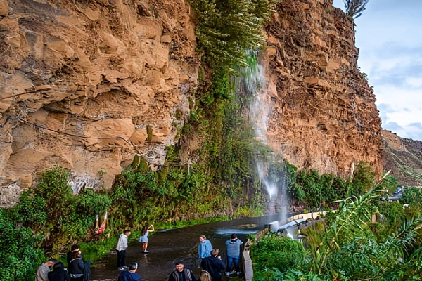 Cascata dos Anjos waterfall in Madeira, one of the most unusual waterfalls in Portugal