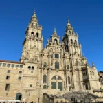 Facade of the Cathedral of Santiago de Compostela in Galicia, Spain, the destination of the Camino de Santiago pilgrimage route